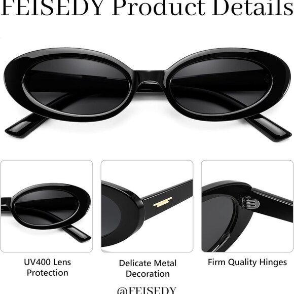 Retro Oval Cateye Sun Glasses Women Teens Small Face UV400 Protection - Picture 6 of 7